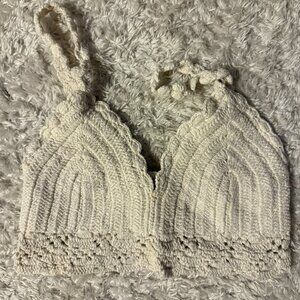 Stradivarius Ivory Crochet Knit Bralette - One Size